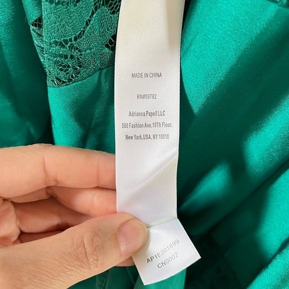 Adriana Papell Lace Sequin and Beaded  Kelly Green Maxi Dress 14P - Picture 11 of 14